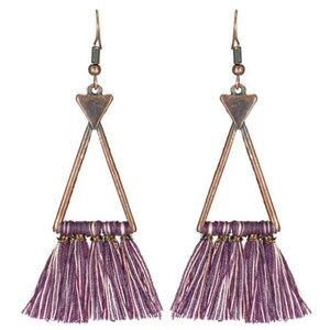 Boho Tribal Triangle Long Thread Tassel Earrings